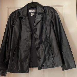 Black leather coat